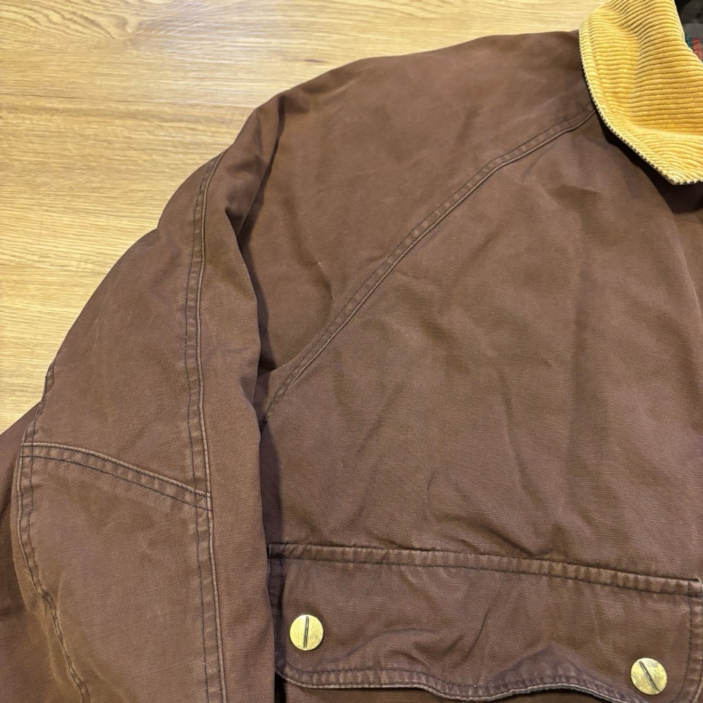 Vintage Field And Stream Chore Coat Men's XL Barn Jacket Corduroy Collar Lining - Picture 5 of 16